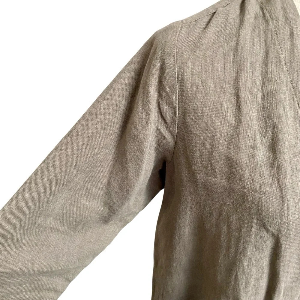 J.Jill Pure Jill Linen Open Front Ruffle Hem Cardigan Olive XS Petite - Picture 5 of 16